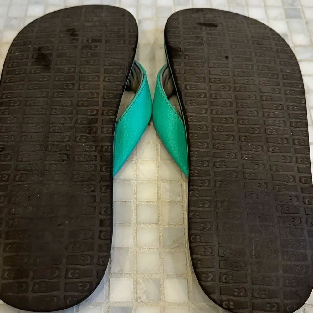 Sanuk Youth Yoga Mat Teal Flip Flop Sandals